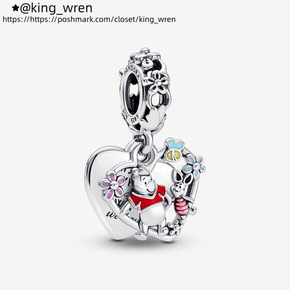 Pandora Disney Winnie the Pooh & Piglet Double Dangle Charm - Picture 1 of 5